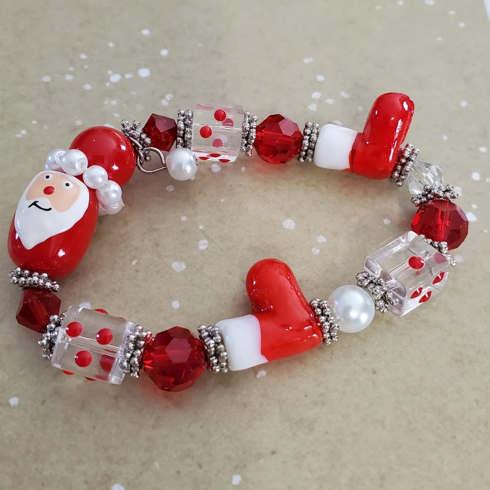 Santa Lampwork Stretch Bracelet
